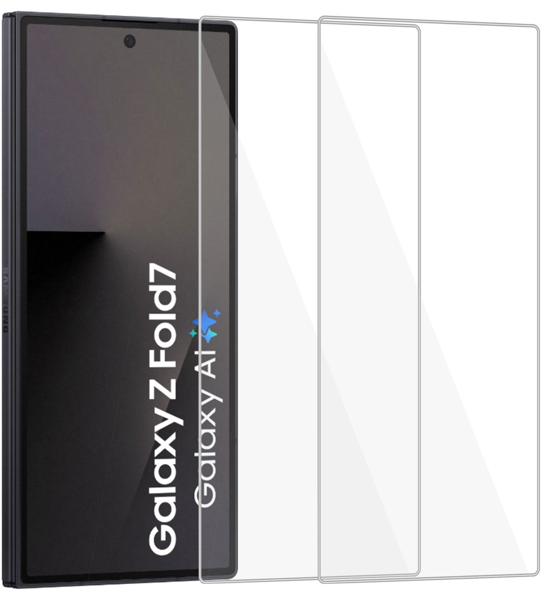2x Screenprotector geschikt voor Samsung Galaxy Z Fold 8 Ultra / Fold 7 - Volledige Dekking - Gehard Glas geschikt voor Samsung Galaxy Z Fold 8 Ultra / Fold 7