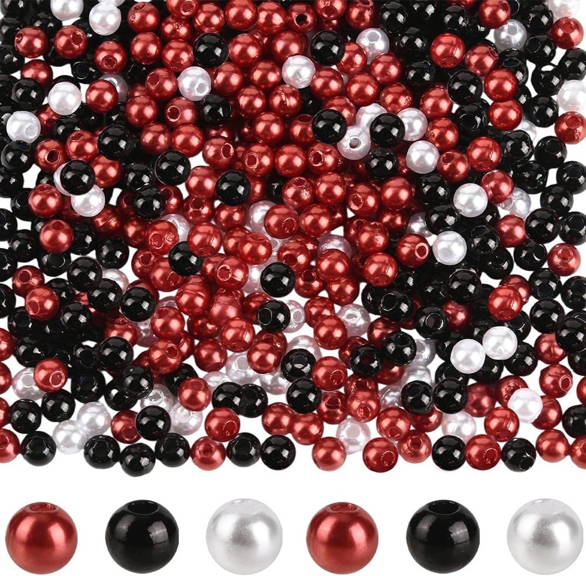 Kralen 4 mm acryl kralen spacers rood wit kleurrijke ronde bal