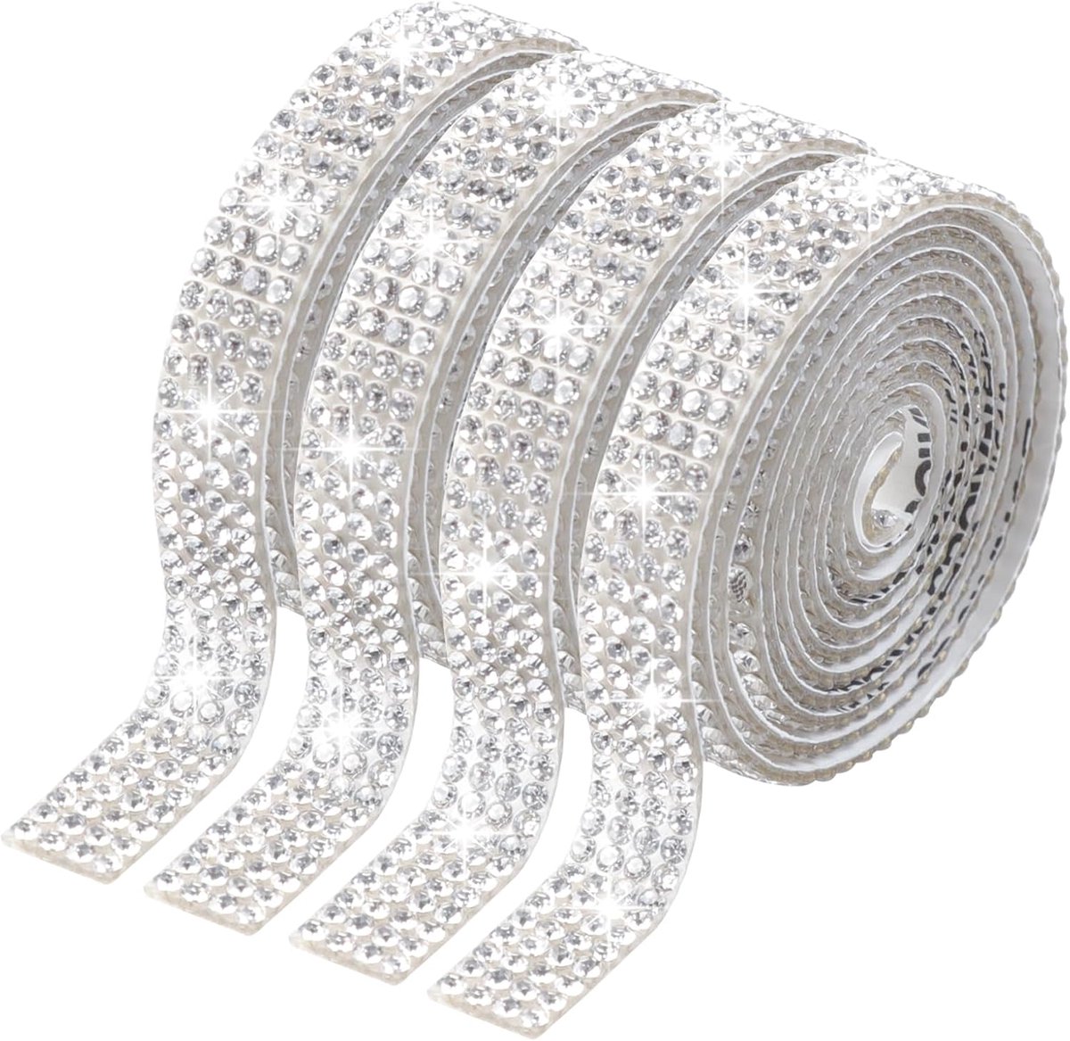 4 rollen strass lint, strass strips 1 Yard zilver bling glas strass