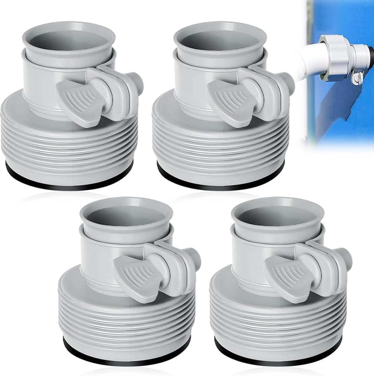 4 stuks zwembadslangadapter, 1,5 inch adapter type B, slangadapter voor pompaansluiting, zwembadslangverbinding, zwembadslang voor pompen, zwembadklem, accessoires, filtering