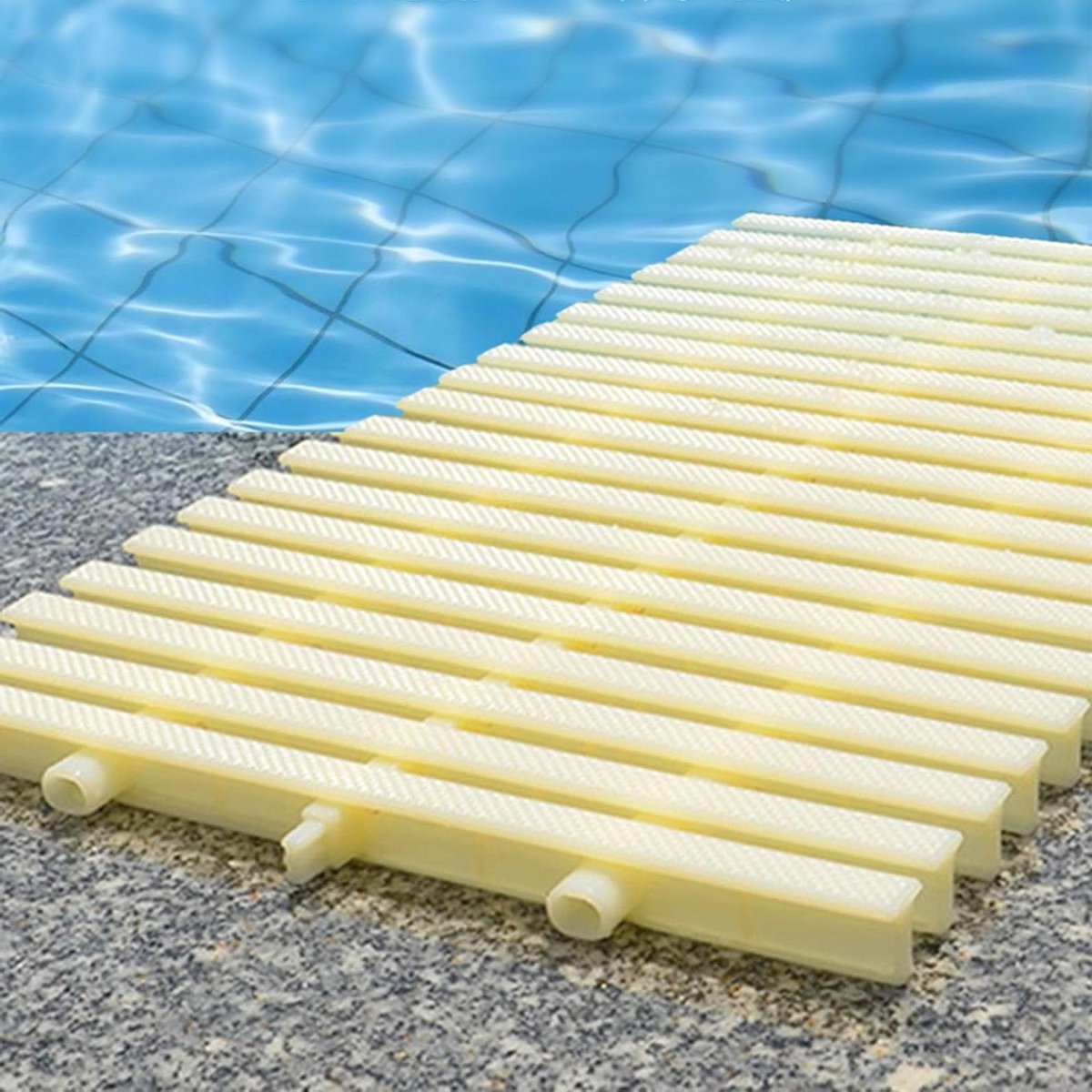 Afvoerrooster Zwembad - Drainagerooster Terras - Waterafvoer Regelen - Antislip Oppervlak - 100 cm lengte - Beige