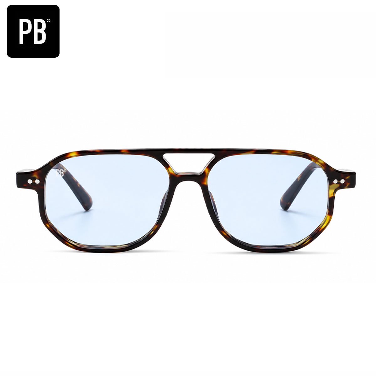 PB Sunglasses - Soho Blue - Zonnebril dames - Gepolariseerd - Blauwe glazen - Panterprint - Ronde zonnebril - Oversized