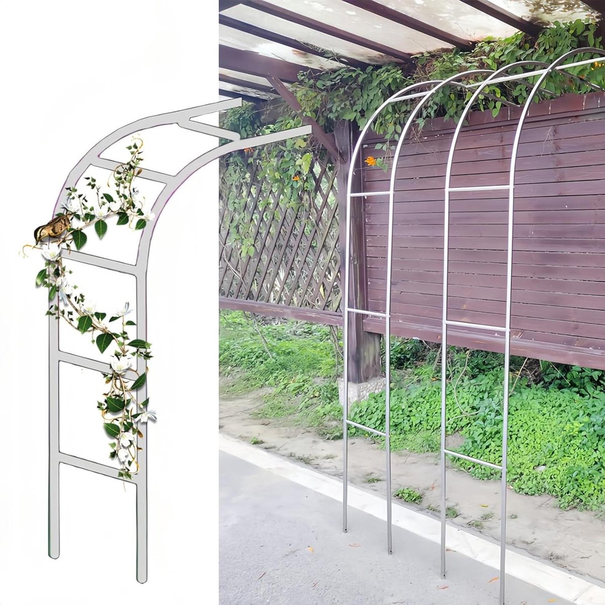 Halve Rozenboog - Tuinboog Klimplanten - Tuin Verfraaien - Roestvrij Staal - 240 cm hoog - Zwart