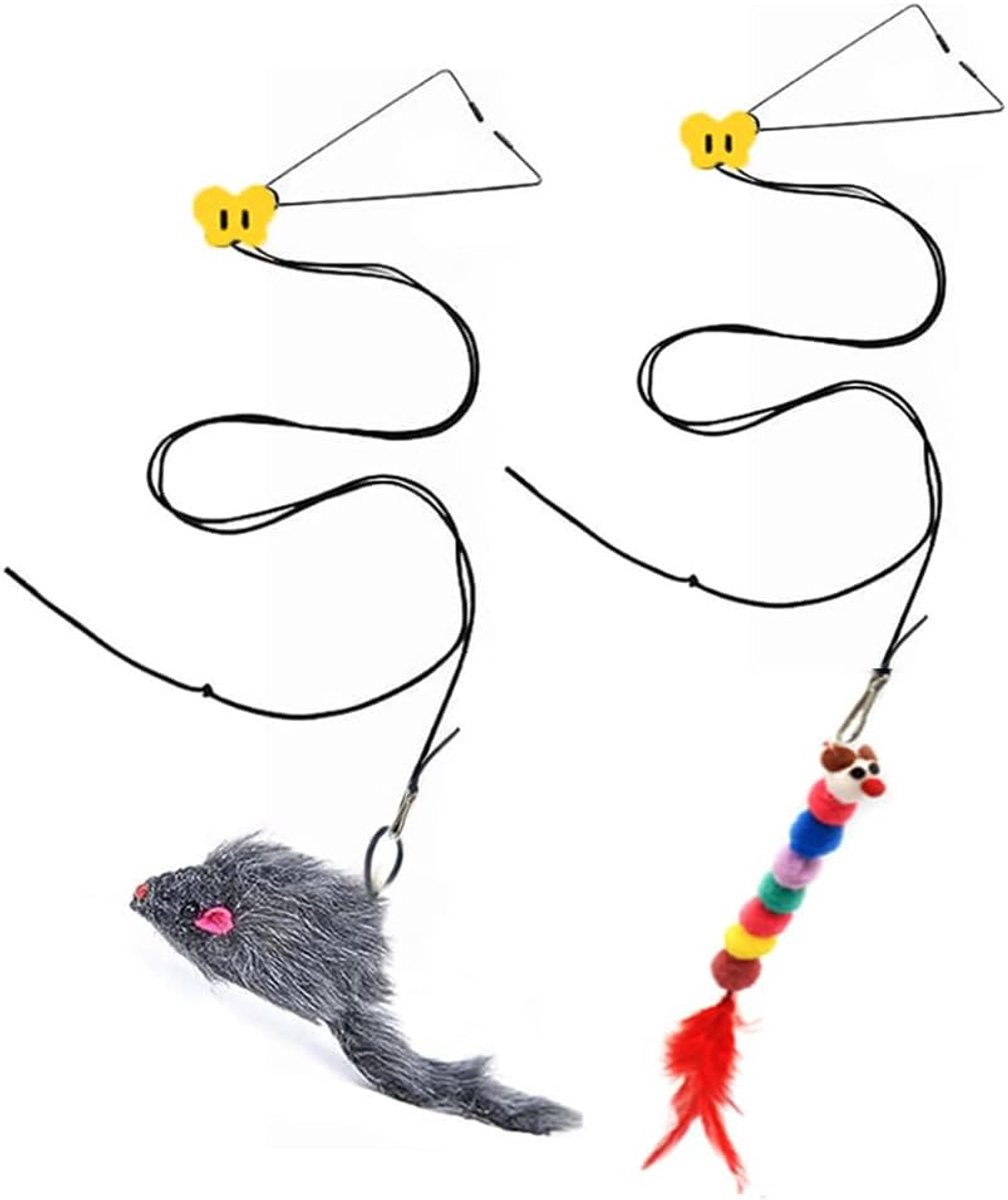 Kattenspeelgoed, interactief kattenspeelgoed, veerdeur, hangend kattenspeelgoed, muisspeelgoed, zelfspelend, intrekbare kattenplagerspeelgoed voor binnen, katten, kittens en verveelde katten