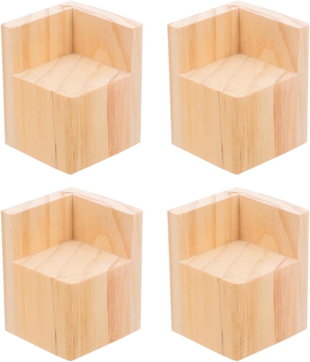 Potenvergrotingen, 4 stuks, zware uitvoering, tafelverhogingen voor bureaupoten, tafellift, rechthoekige bedverhogingen, meubelliften, bedhoogteverlenger, hout, kaki