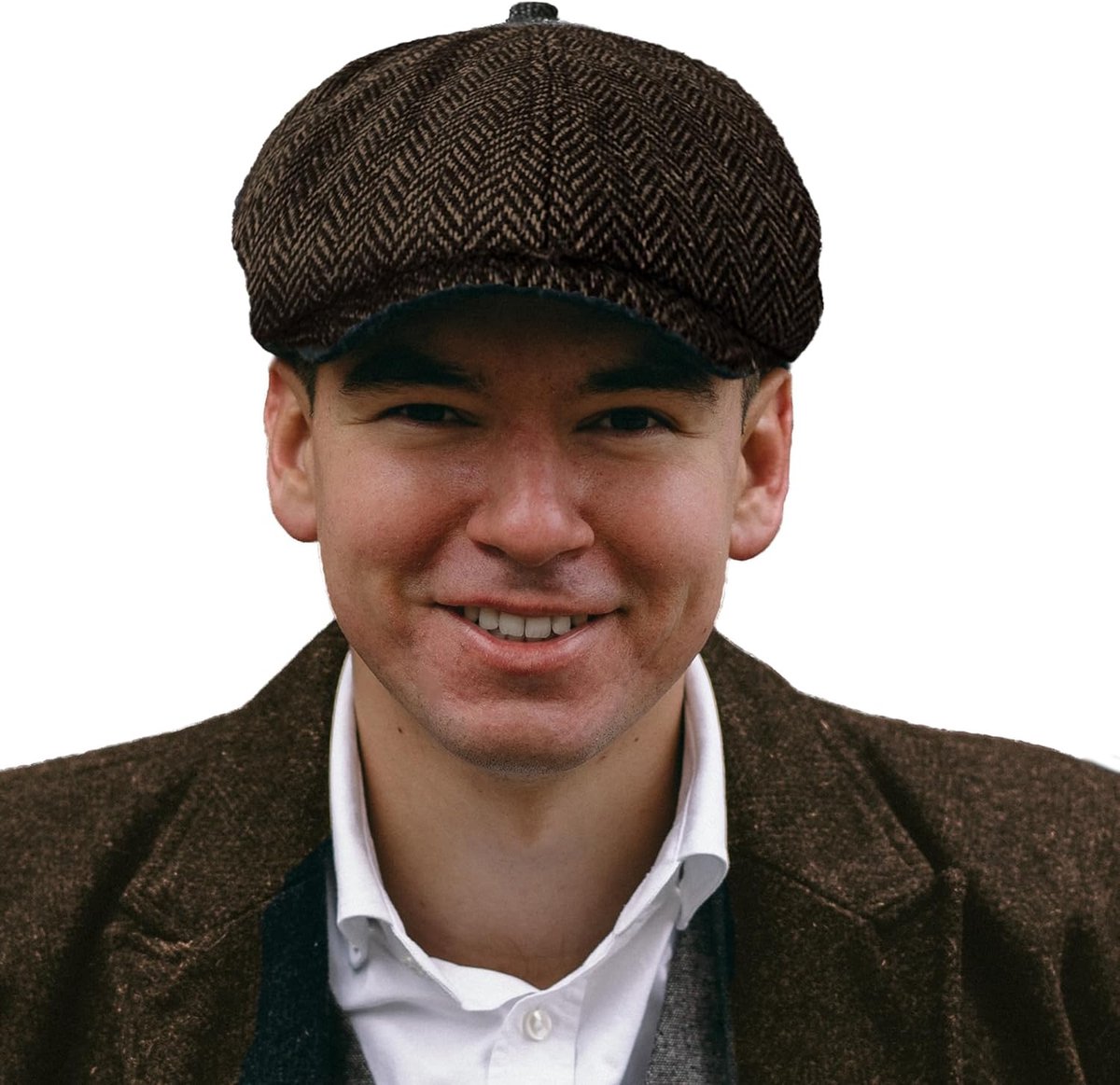 Uniseks heren, dames 8 panelen visgraat tweed wol mix bakker jongen krantenjongen platte Gatsby hoed pet