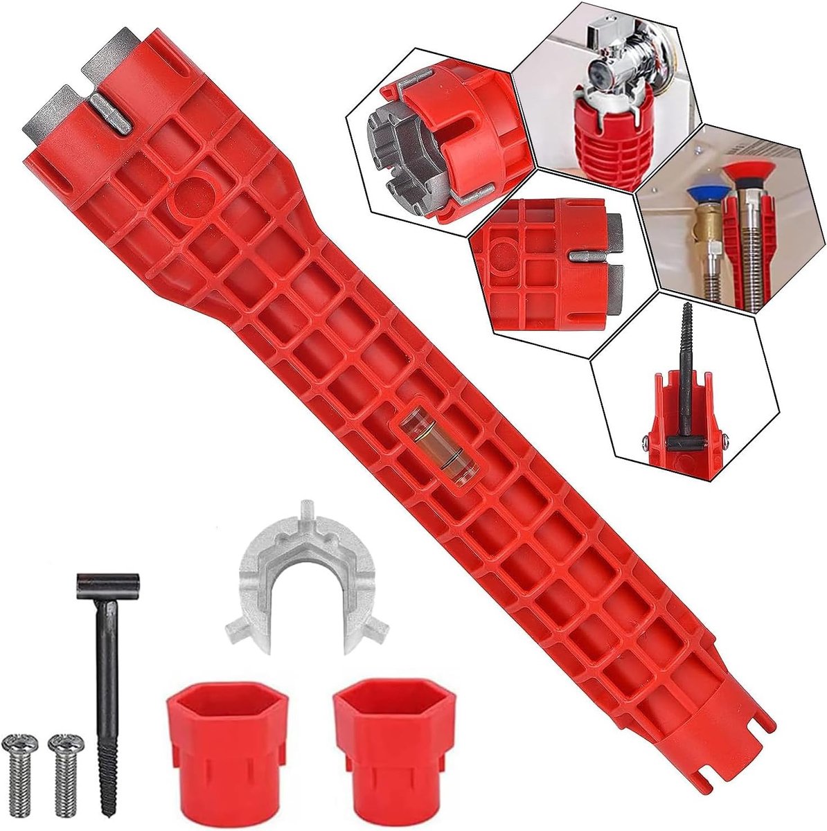 Sleutel Tool, 8 in 1 Multifunctioneel Vierkant Kraan Installator Gereedschap Sanitair Sleutel Tool Voor Gootsteen Badkamer Keuken