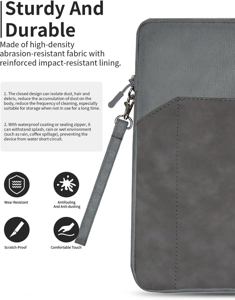 Tablethoes voor Remarkable Paper Pro Move (7,3 inch), volledige bescherming, toergy waterafstotend, licht en draagbaar, donkergrijs