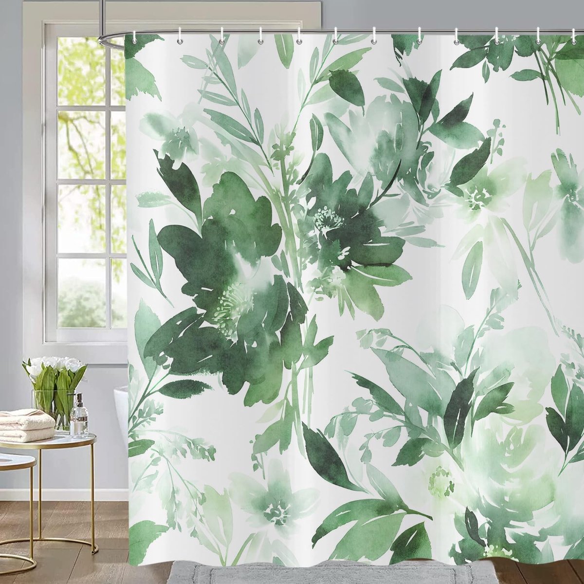 Omgoods - Waterdichte Douchegordijn met Abstracte Bloemen 180 x 200 cm