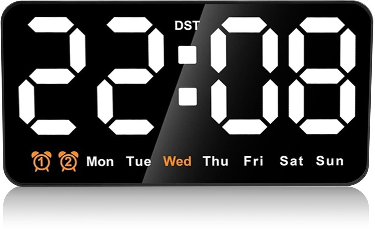 Omgoods - Digitale LED Wandklok 9 Inch - Grote Cijfers en Stille Werking voor Thuis