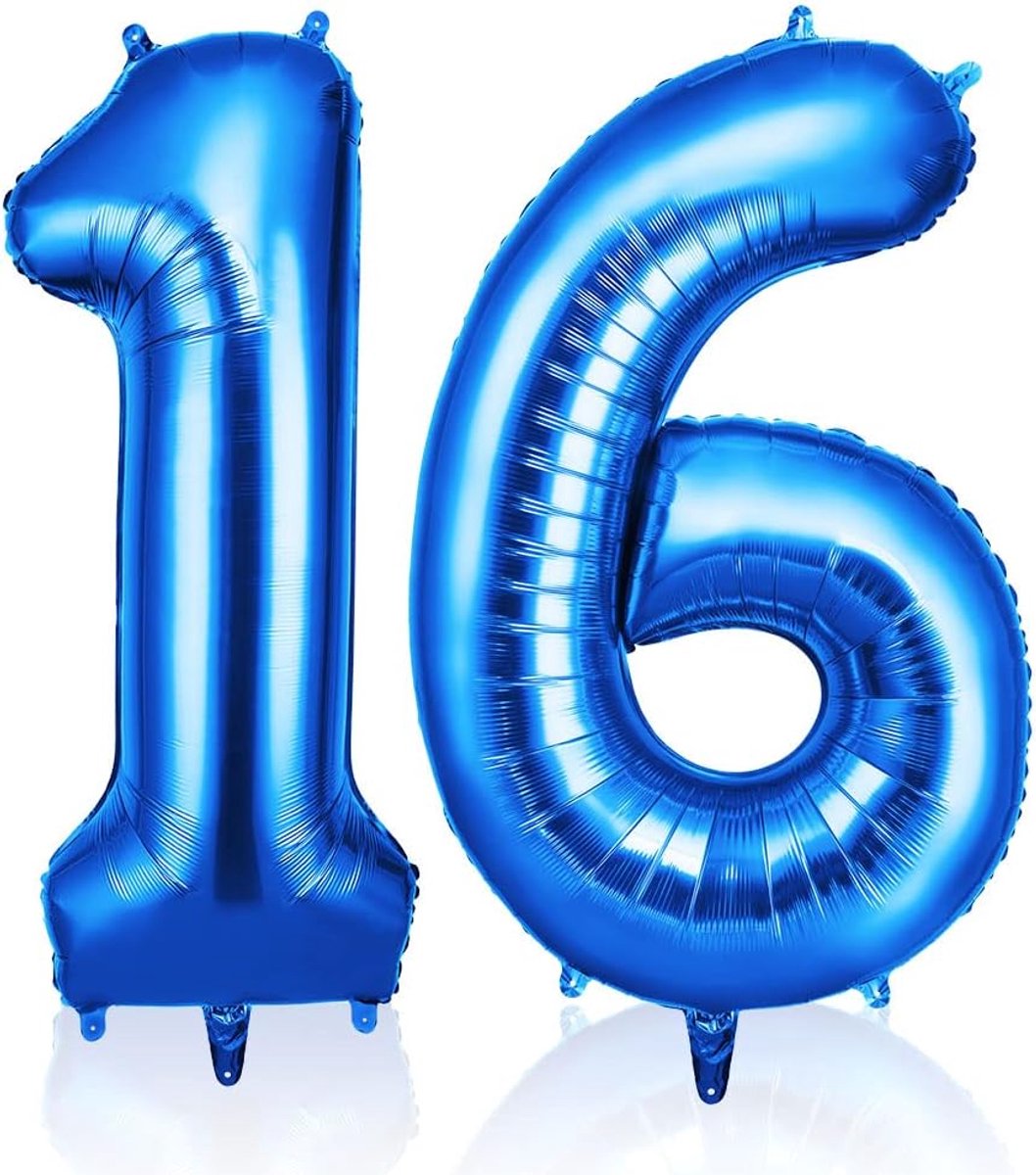 Digitale Ballon-101 CM, Helium Nummer Verjaardags ballonnen XXL Blauw 40 inch, Ballon Decoratie Voor Verjaardagen, Feesten, Bruiloften, Bedrijfsviering （#16）