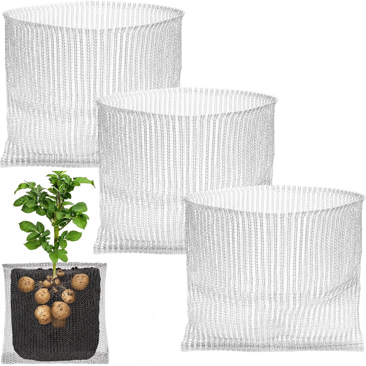 Omgoods - Woelmuizenmand van Roestvrij Staal voor Planten, Set van 3