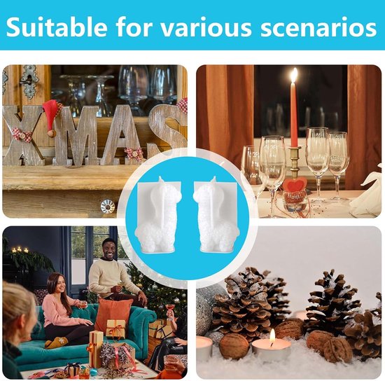 2 siliconen gietvormen voor Kerstmis, alpaca, kaarsen, zeep, gips — afbeelding 5