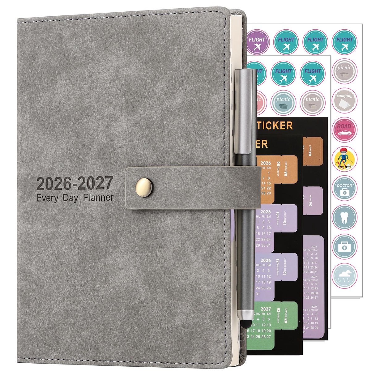 Omgoods - Academische Kalender 2026-2027 A5 - Dagelijkse Planner met Pen en Boekenleggers
