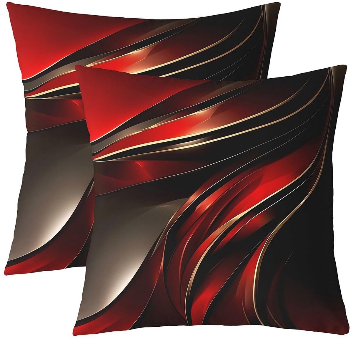 Omgoods - Kussenovertrekken met Rode Lijnen 45x45 cm - 3D Abstract Geometrisch Design voor Kinderen