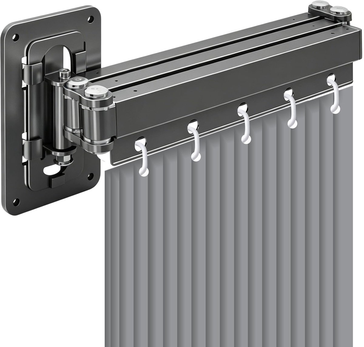 Omgoods - Douchegordijnstang zonder boren met Vouwfunctie en Aluminium Constructie