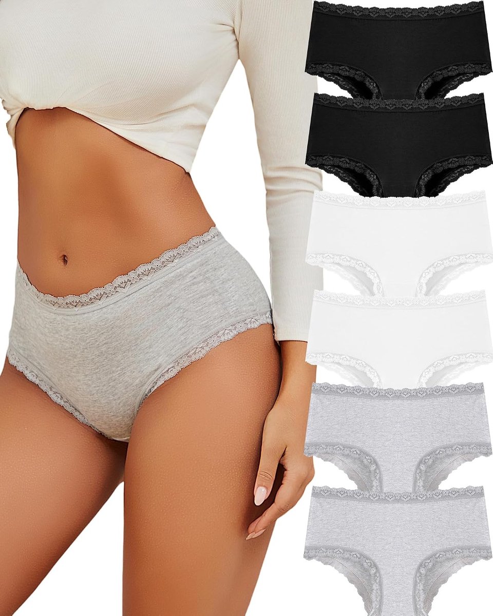 ALL OF SHE Set van 6 onderbroeken voor dames, katoenen ondergoed, Braziliaanse slip, sexy tailleslip, ademende slips, multipack S-XXL