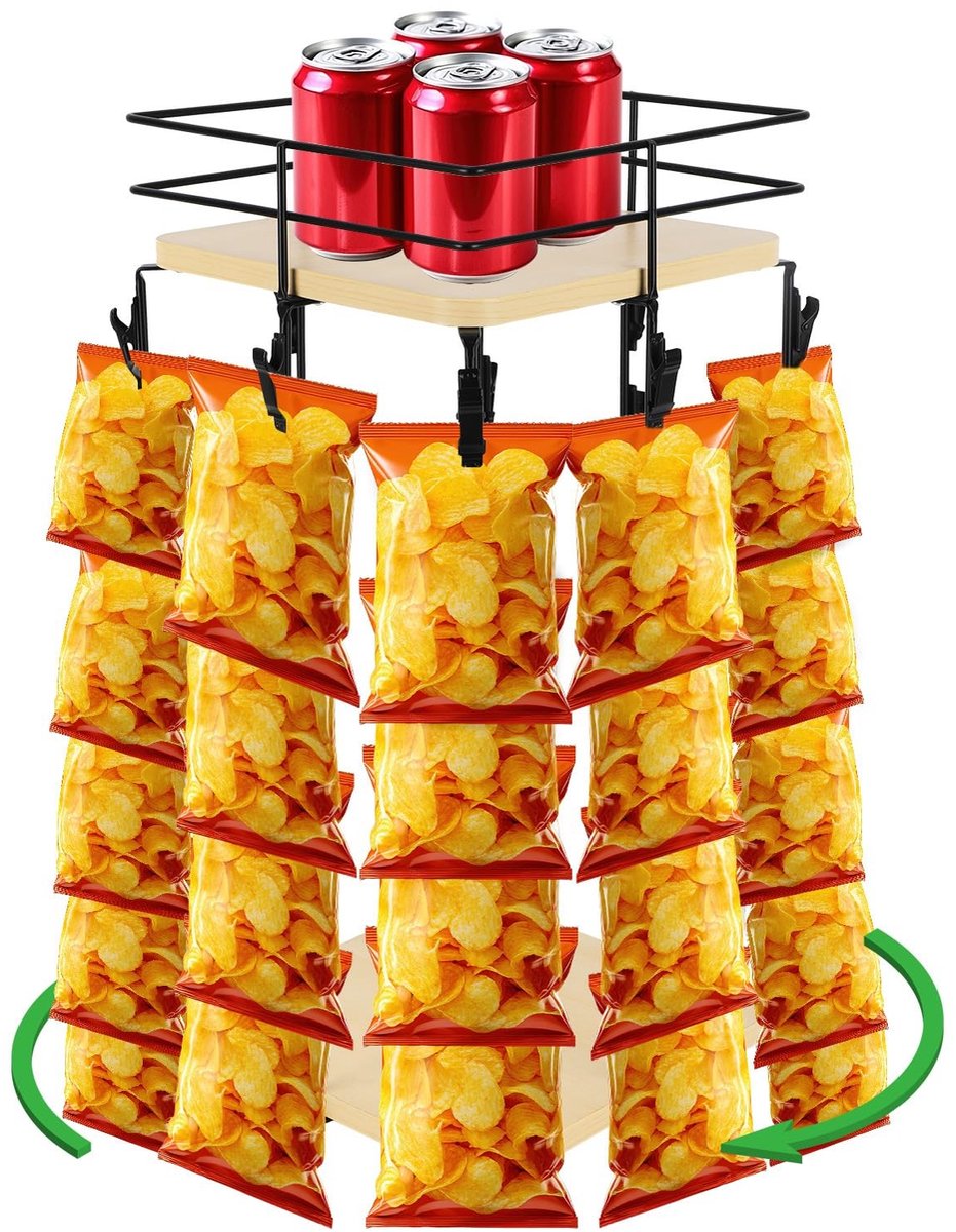 Omgoods - Snack Display Stand met 8 Laag en 360° Rotatie - Organiseer je Snacks