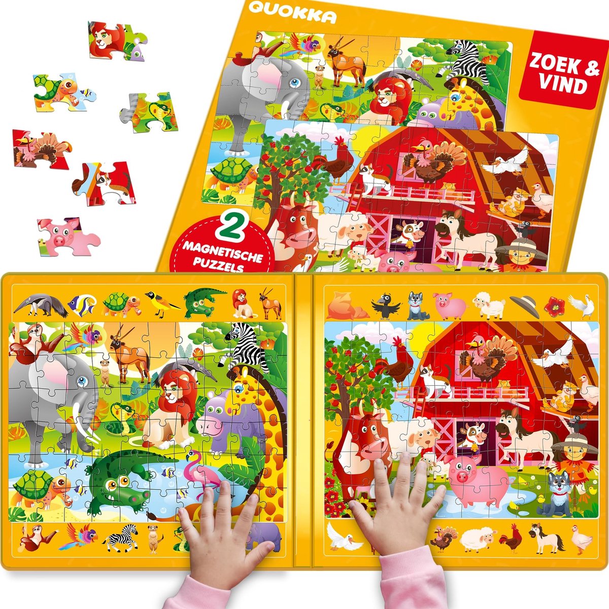Omgoods - Magnetische Puzzels voor Peuters 3-5 Jaar – 2-Pack Zoek-en-Vind Puzzels
