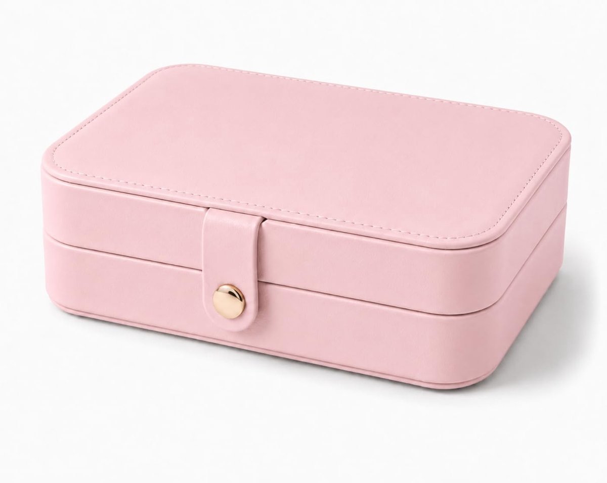 Omgoods - Luxe Velvet/PU Sieradenbox - Draagbare Organizer voor Ringen en Kettingen (Roze)