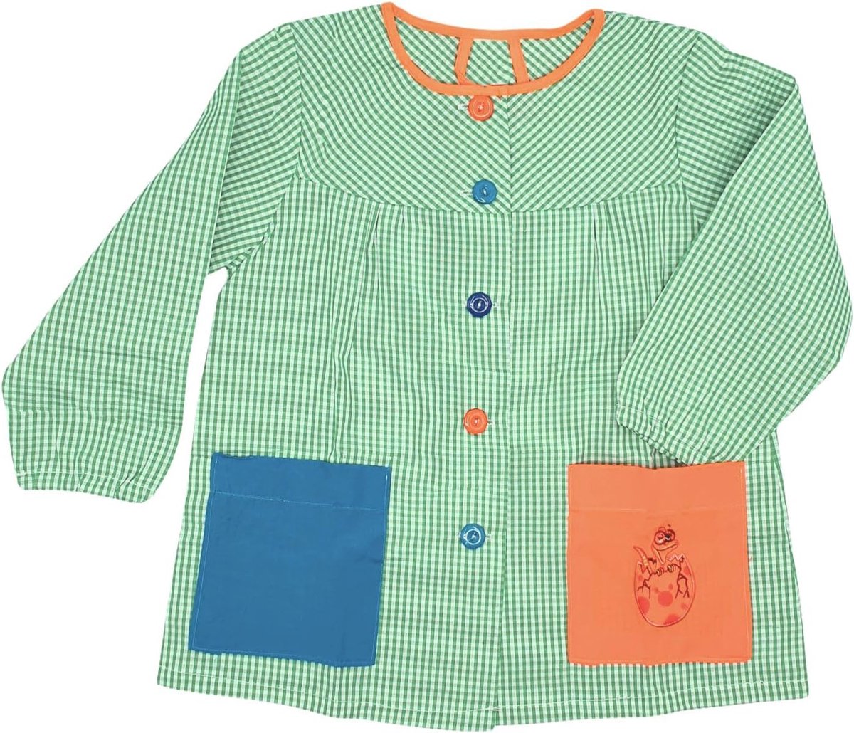 Badjassen. Babyponcho met Knoopjes voor 0pvang en School. Geruite Kinderbadjas met Geborduurd Zakje, voor Jongens en Meisjes.