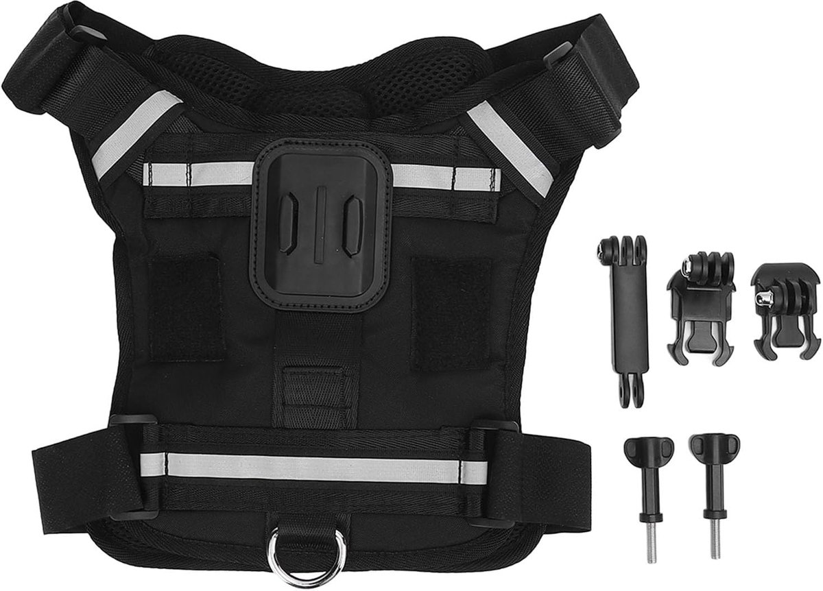 Bevestiging voor Hondenharnas voor Actiecamera Nylon borst- en Rugfixatie Harnas voor Huisdieren Camerabevestiging Vest voor Grote, Middelgrote en Kleine Honden