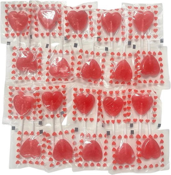 PLAY Voordeelpak Hart Decoratie - 20 hartjeslollies individueel verpakt, 140g - bruiloft bedankje & Valentijnsdag cadeau — afbeelding 3