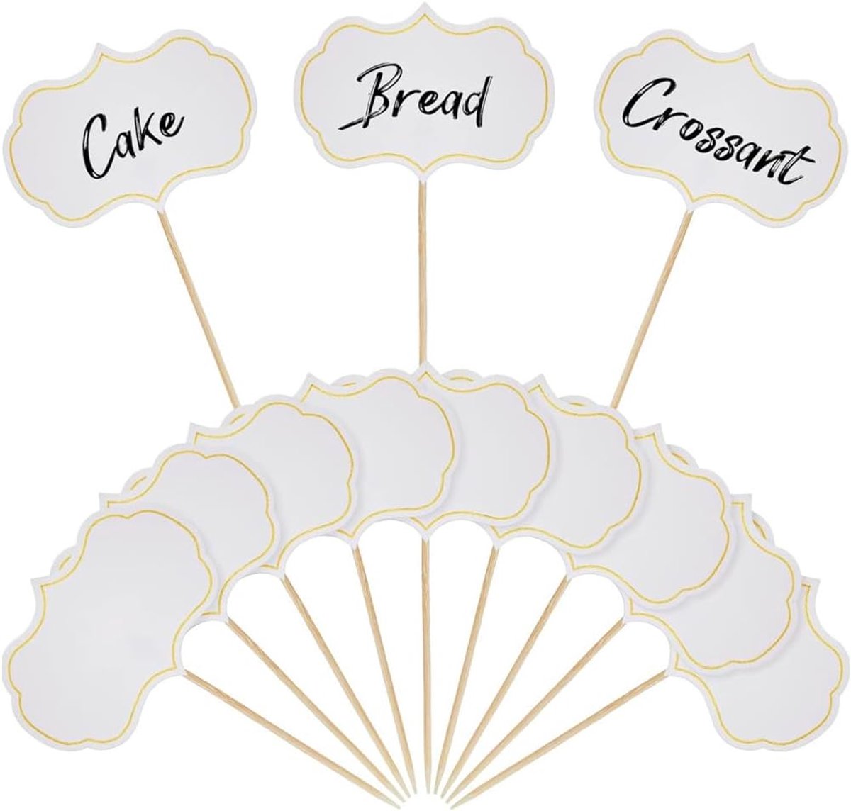 50 leisteenetiketten op spikes, mini-tafels om in te schrijven, accessoires dressoir, cupcake-decoraties, sandwich-etiketten, Apero-decoratie (klein) (wit) (A)
