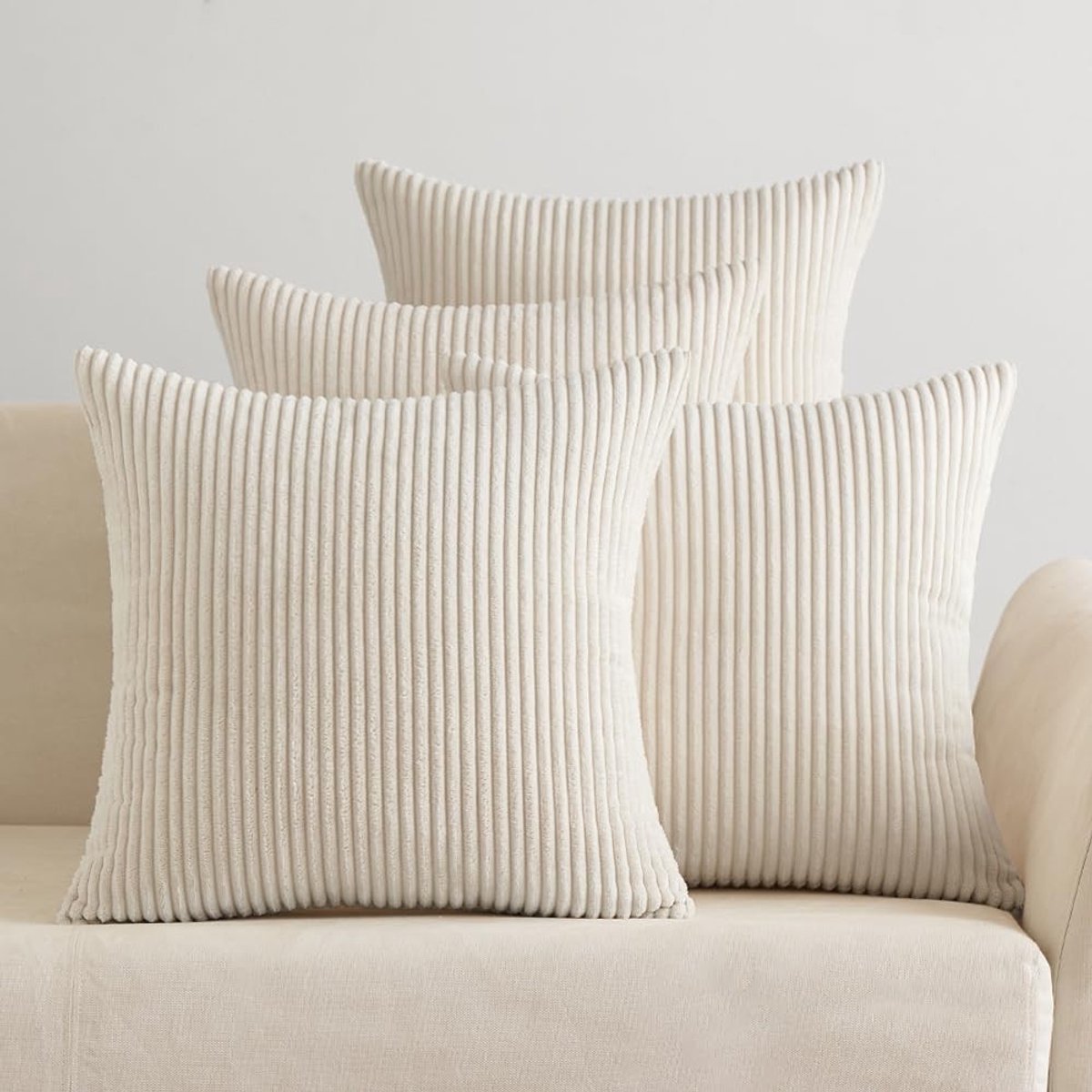 Omgoods - Set van 4 Corduroy Kussenhoezen 60 x 60 cm voor Woonkamer en Slaapkamer