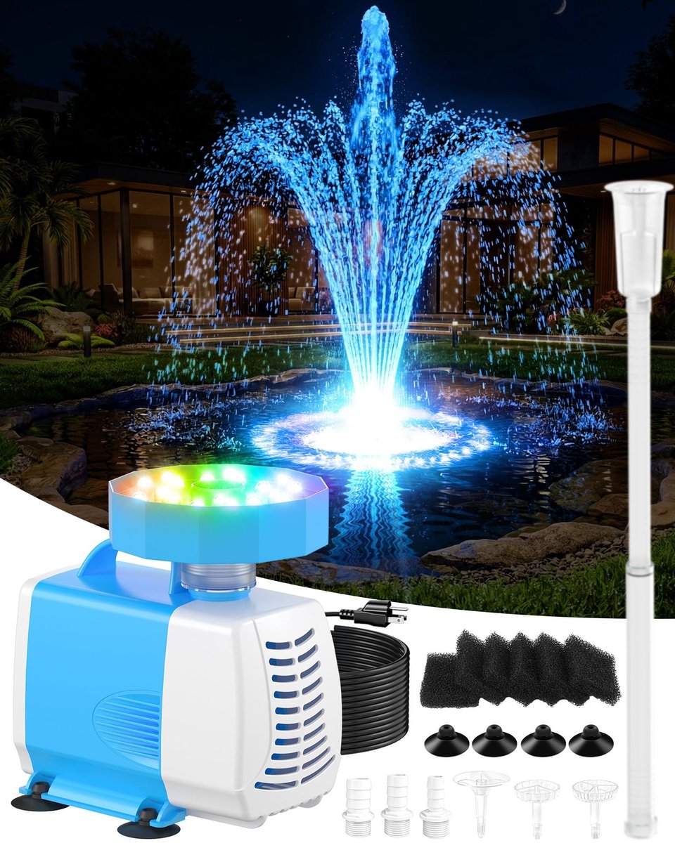 Omgoods - 3-in-1 Onderwaterpomp met LED Licht en 3000 L/h