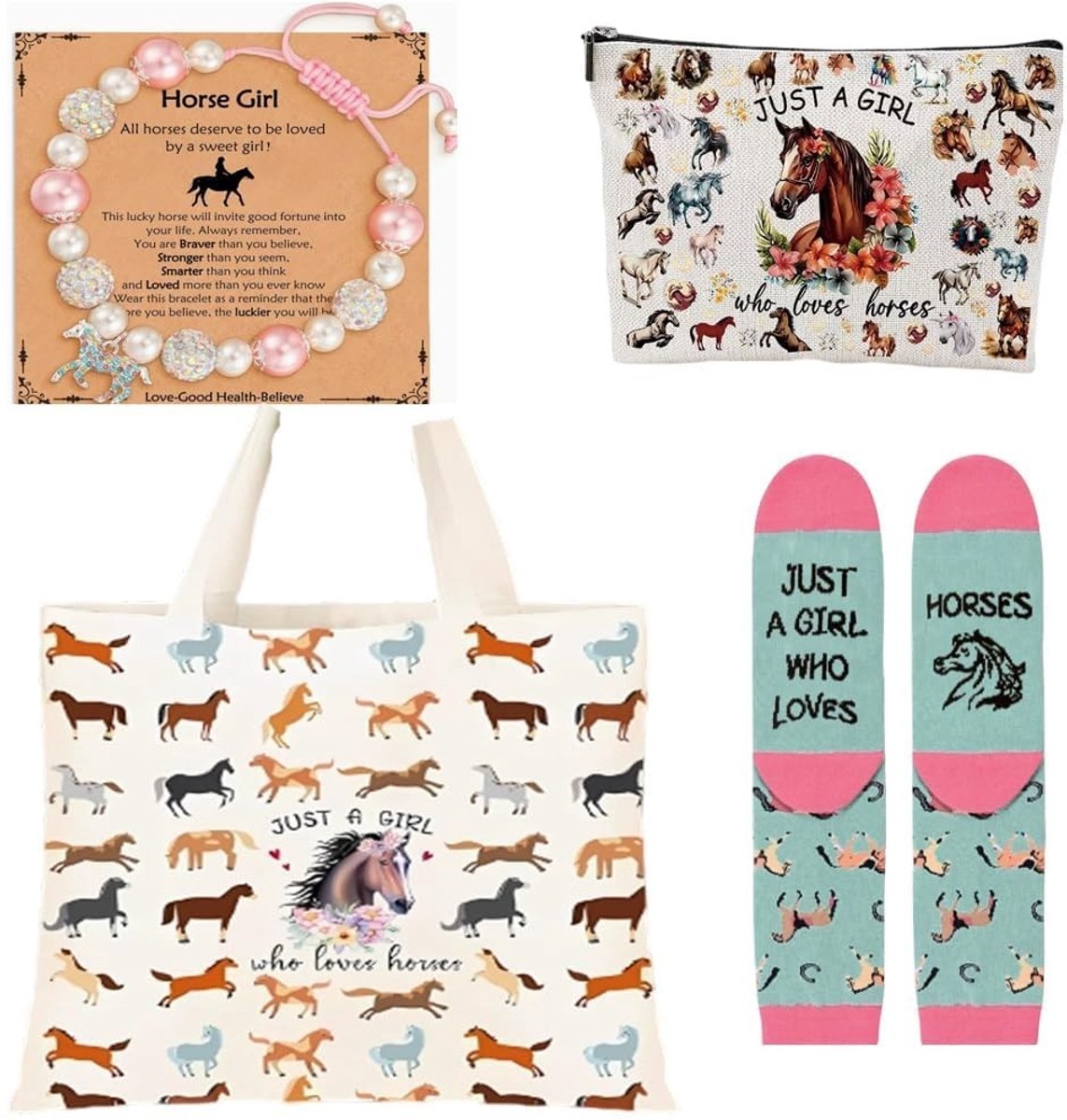 Omgoods - Cadeauset: Canvas Tote Bag, Make-up Tas, Sokken & Armband voor Vrouwen