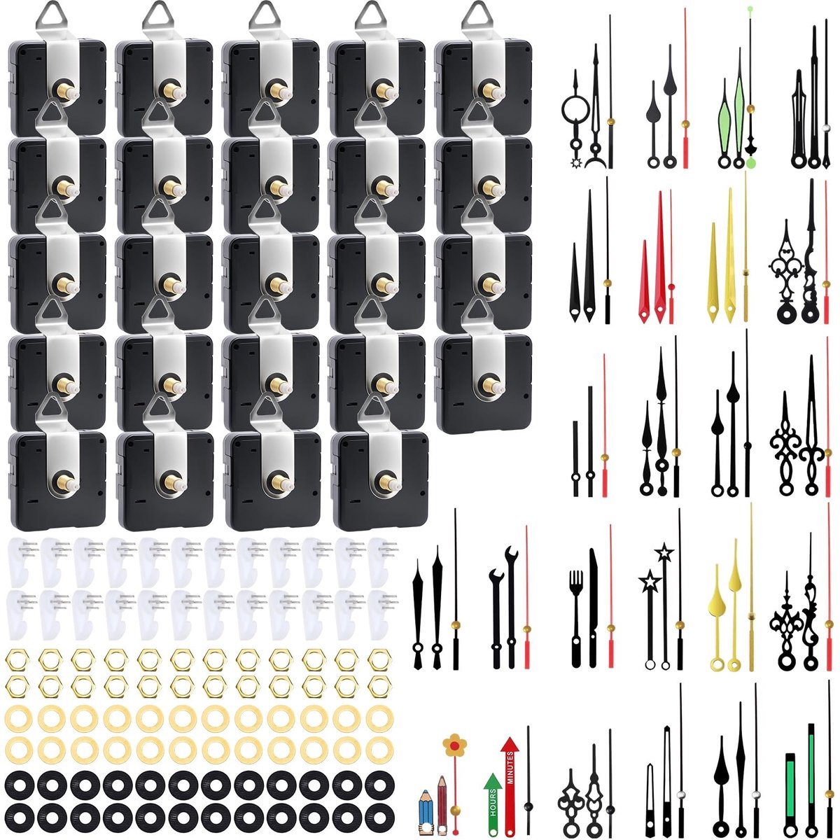 Omgoods - Klok Bewegingen Kit - 24 Stuks voor DIY Klok Reparaties