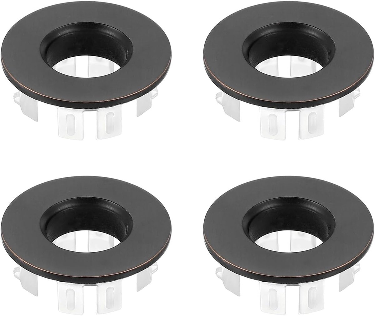 Gootsteen overloop ring, 4 stuks badkamer wastafel overloop afvoer cover wastafel trim insert in gat ronde dop voor badkamer keuken wastafel wastafel zwart