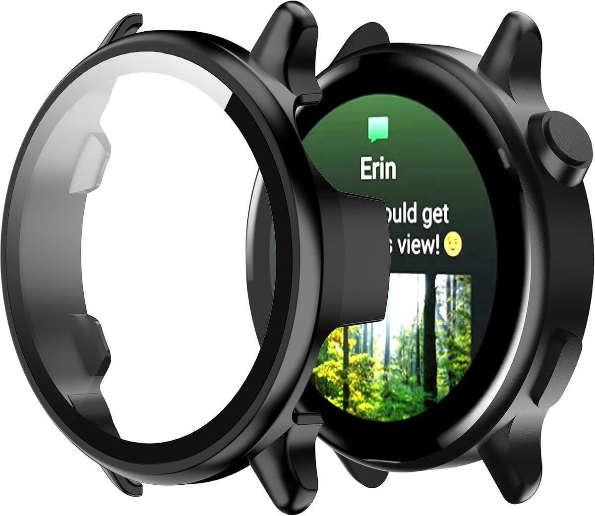 Beschermhoesje voor Garmin Vivoactive 6 (42 mm), met displaybeschermfolie, ultradun en krasbestendig, compatibel met Garmin Vivoactive 6 (42 mm), zwart