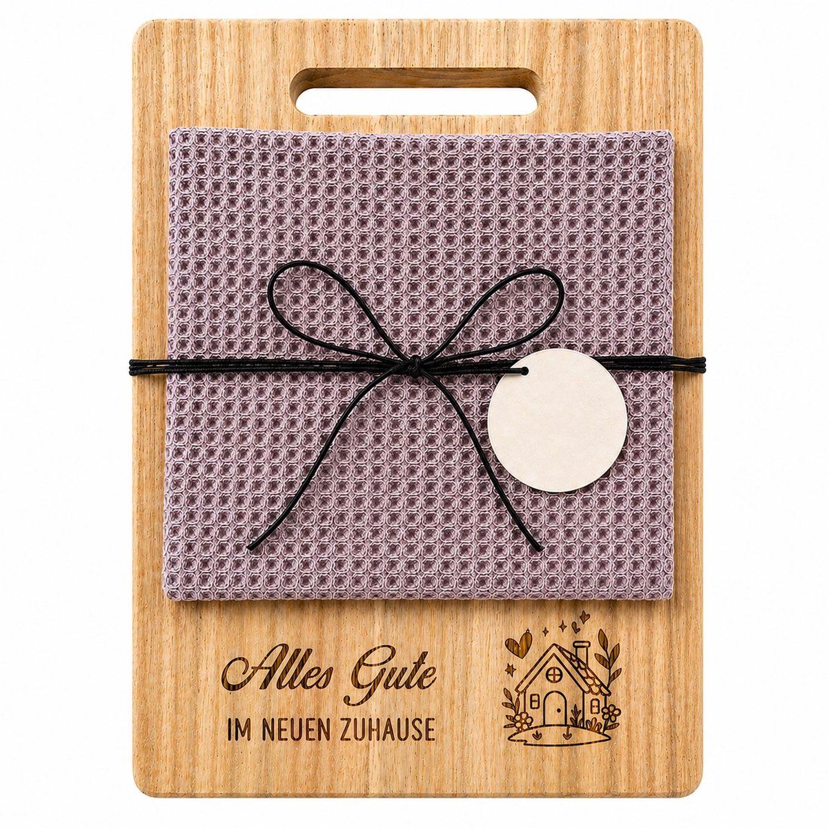 Omgoods - Houten Snijplank met Katoenen Keukendoek, Perfect als Cadeau