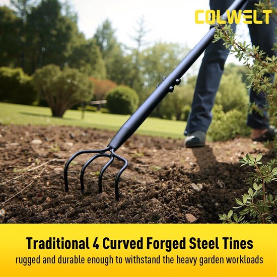 Omgoods - 4-Tanden Tuin Cultivator Hark - 150 cm Hand Tiller — afbeelding 2