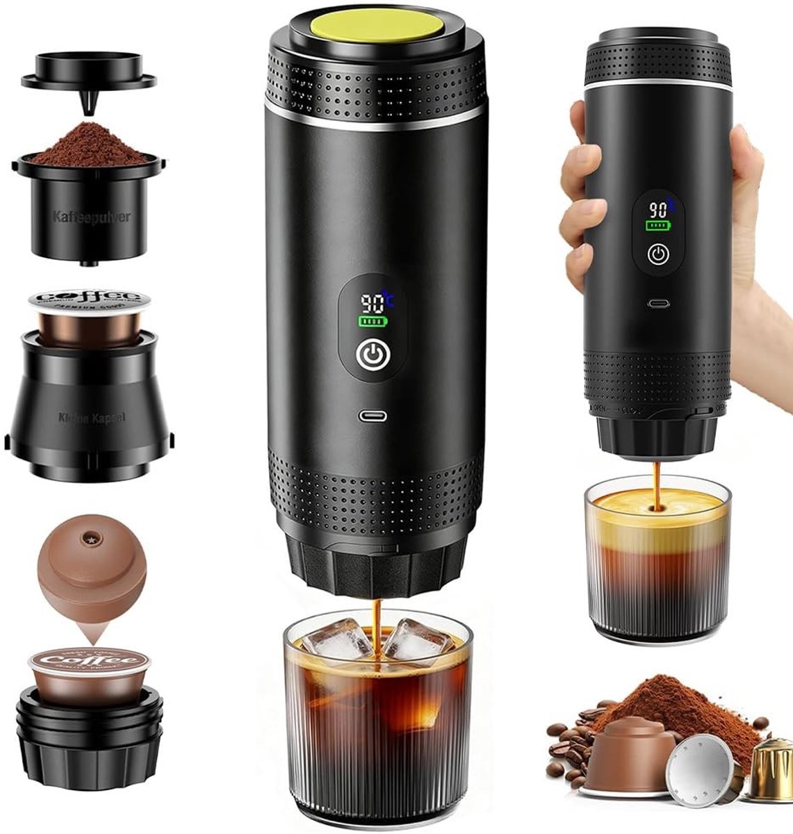 Omgoods - Draagbare Koffiemaker 3-in-1 met Elektrische Zelfverhitting - Reis Koffiemaker