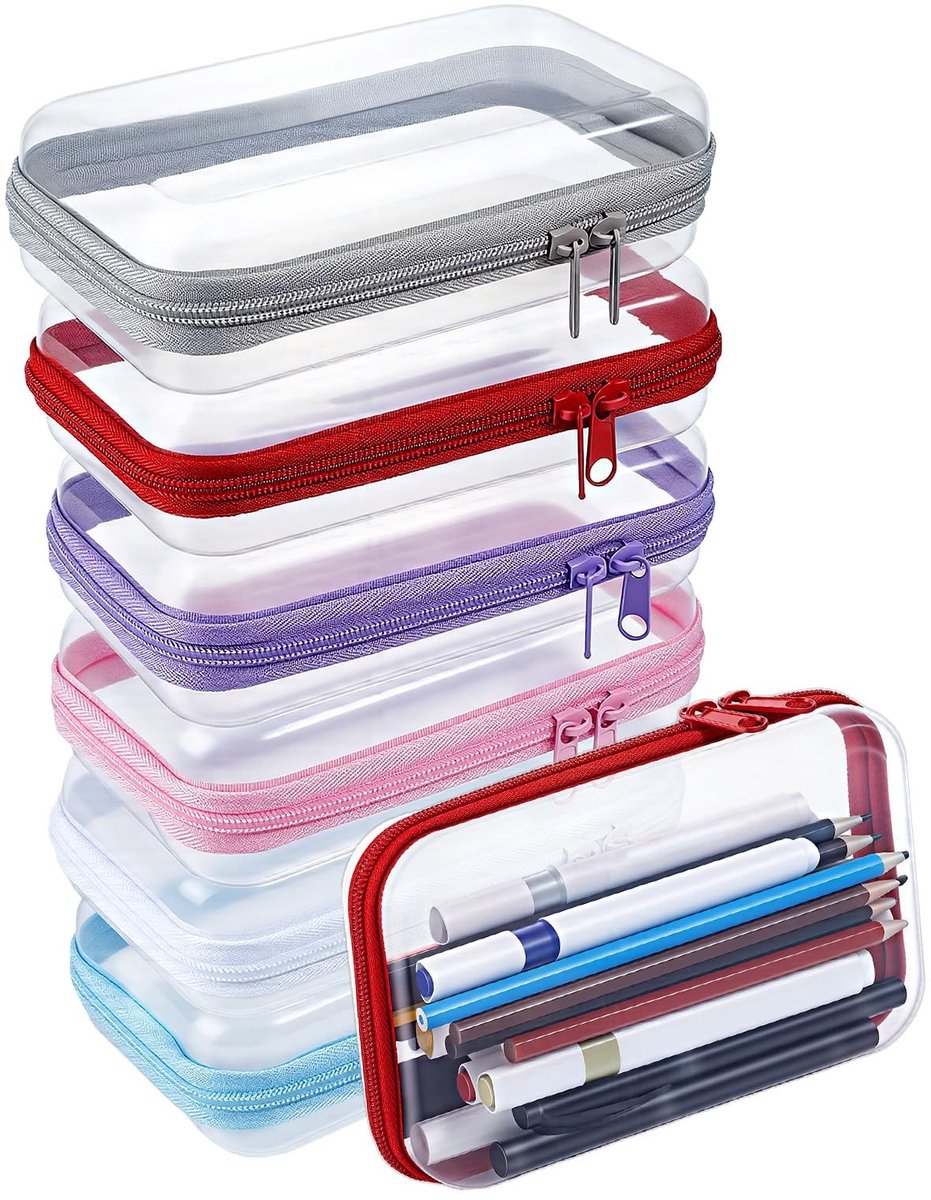 Omgoods - 6 Stuks Transparante Harde Koffer met Ritssluiting in 6 Kleuren