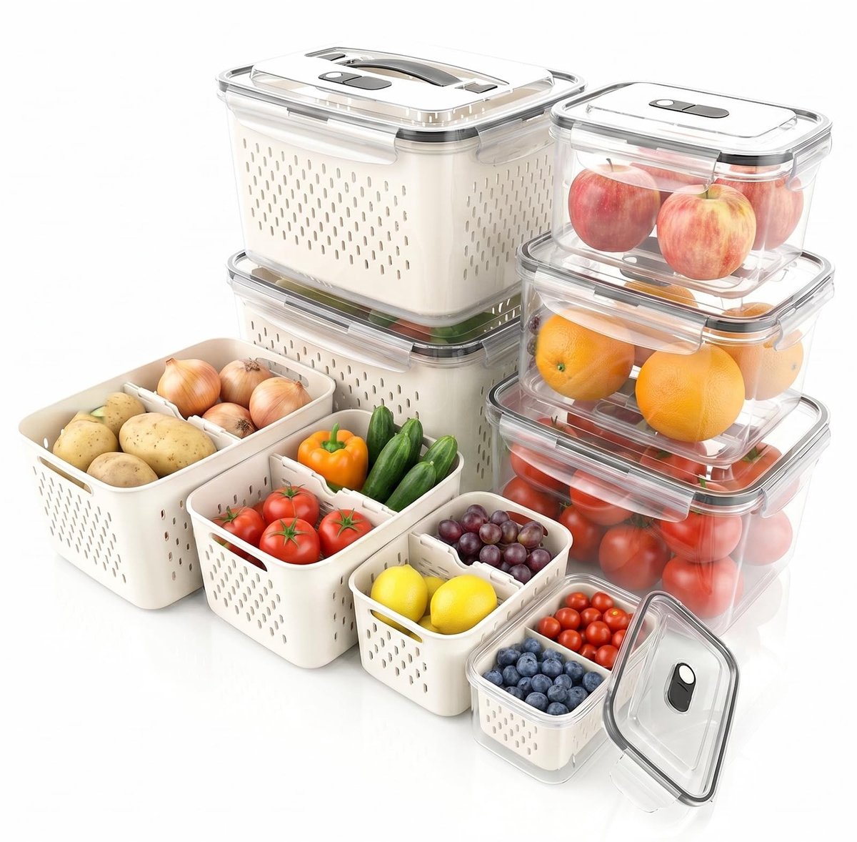 Omgoods - Koelkast Organizer Set van 6 Groente Opbergdozen (BPA-vrij)