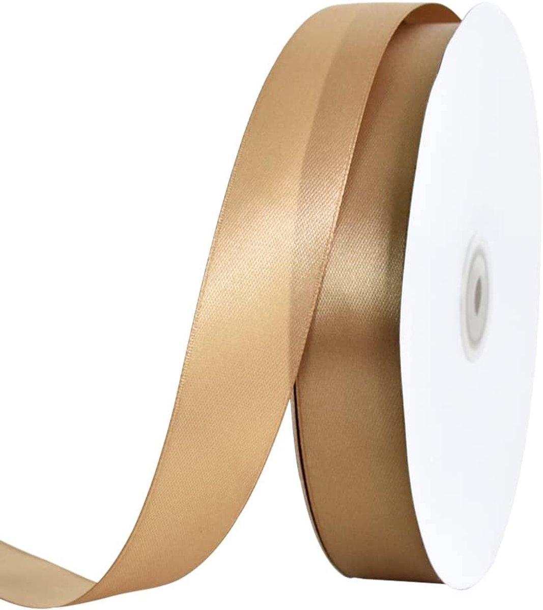 Satijnen lint 1 inch x 100 m goud, dun satijnen lint in effen kleur, voor inpakken, knutselen, haarstrikken maken, bruiloftsfeestdecoratie, uitnodigingskaarten, bloemenboeketten, Kerstmis