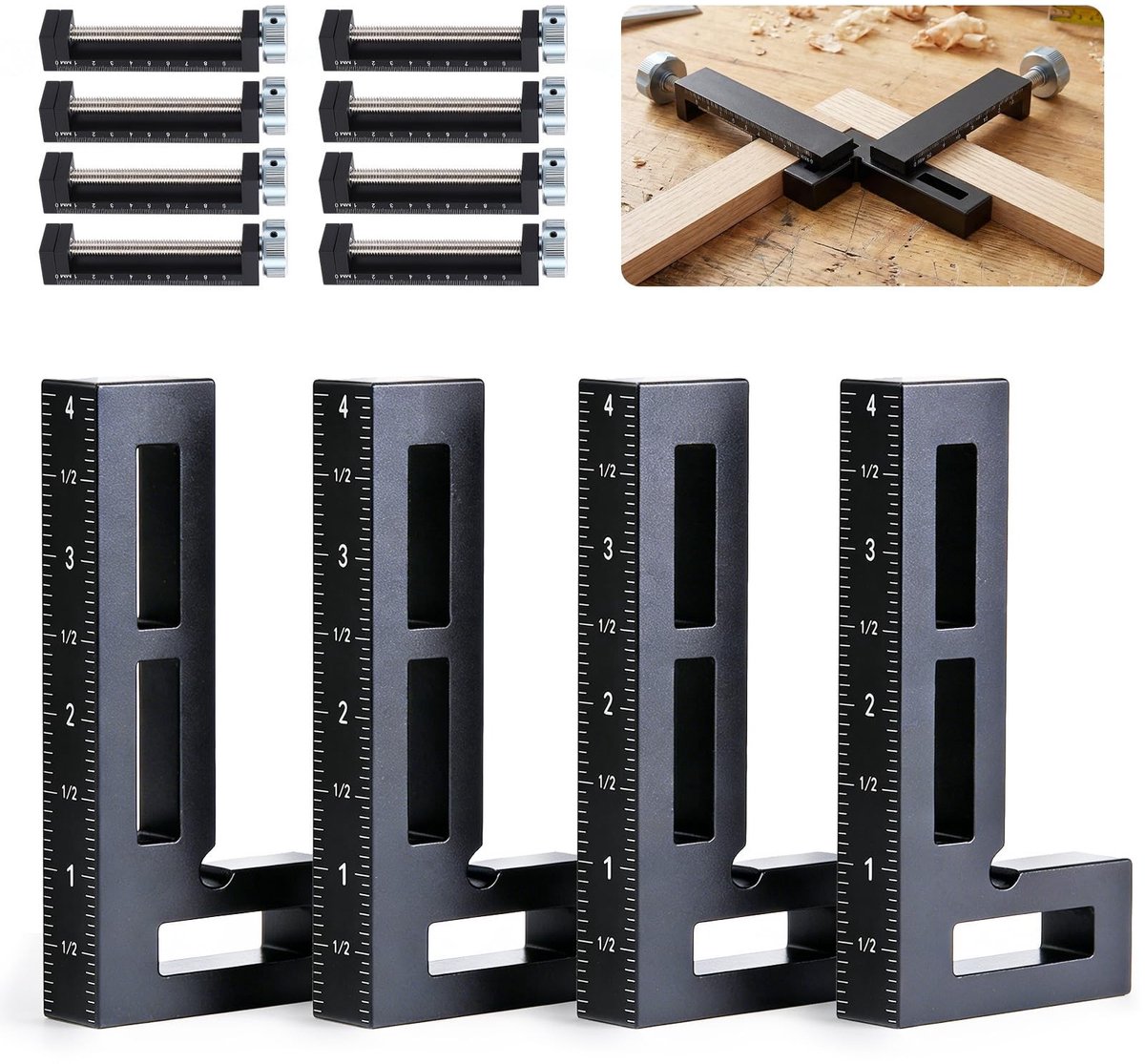 Omgoods - 90 Graden Positioneringshoek - 4 Stuks Aluminium Hoekklemmen