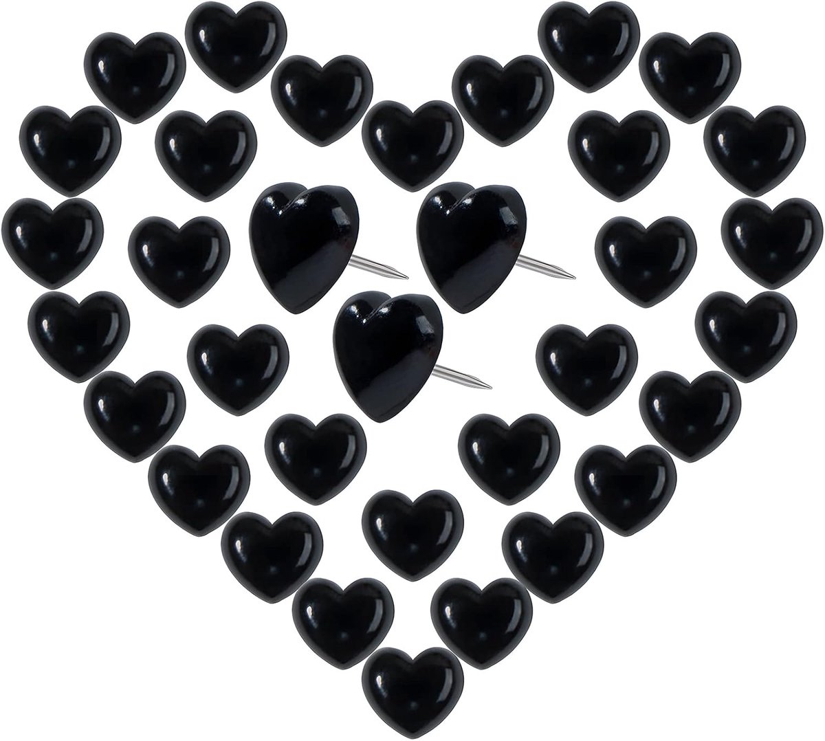 Liefde Hart Push Pins 150 Stks Zwarte Duim Tacks Tekening Pins Leuke Plastic Pushpins Decoratieve Pins Met Stalen Punt Kaart Tacks voor Foto's Muur
