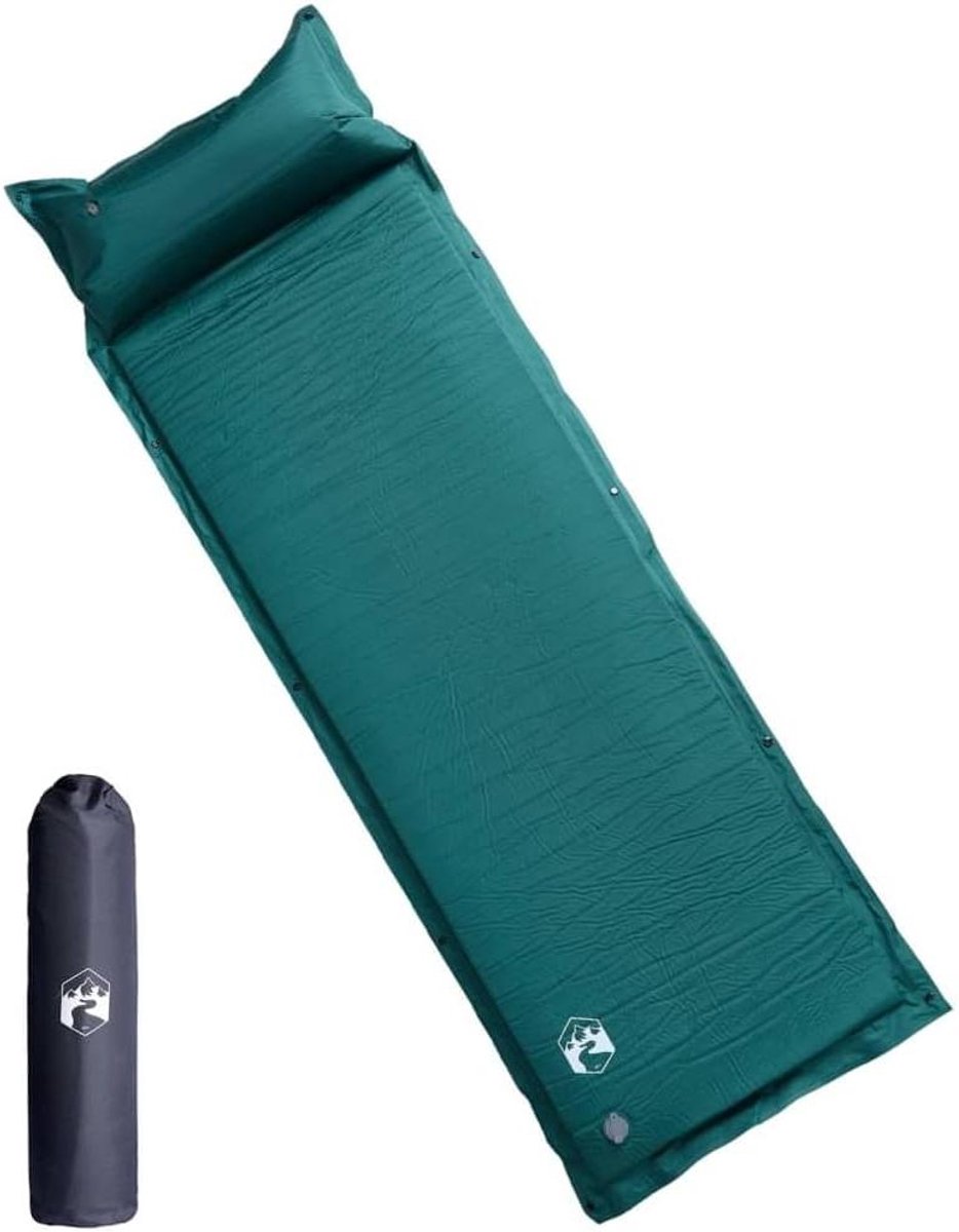 Opblaasbare Campingmatras - Slaapmat Kamperen - Buiten Kamperen - Zelfopblazend met Kussen - 190 x 64 x 7 cm - Groen