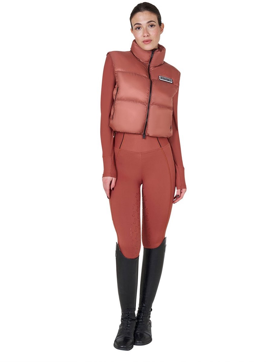 Equestro Cropped Nylon Rip Stop Vest Dames M Redwood