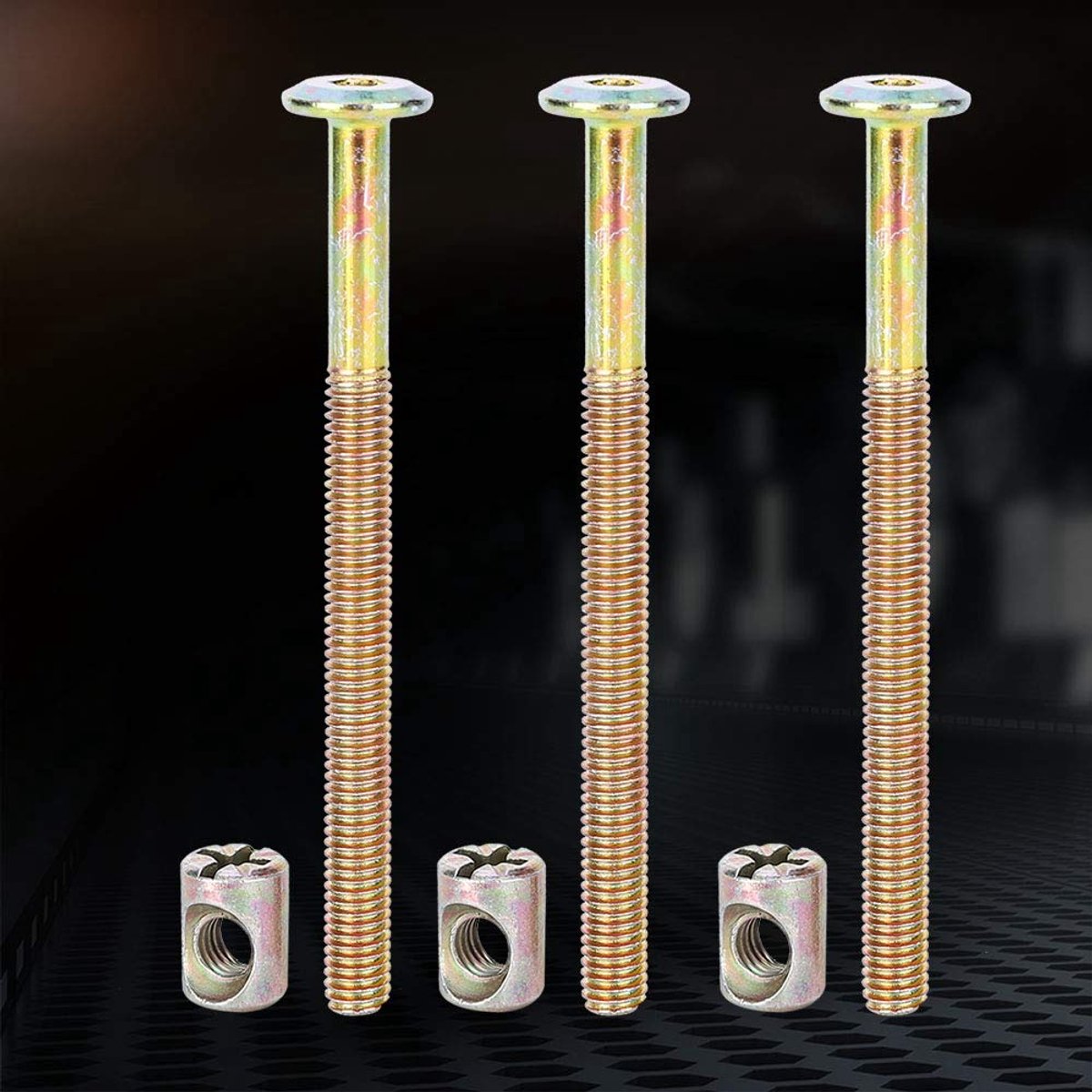 10 stuks verbindingsbouten van koolstofstaal verzinkt met cilindermoeren, bouten M6 40 mm / 60 mm / 80 mm / 90 mm / 100 mm (100 mm)