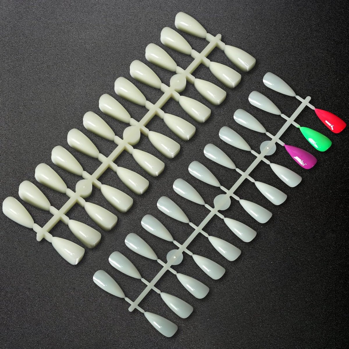 480 stuks nagelkleurdisplay, amandelvormige hoogwaardige kunstnageltips van acryl voor gel en normale lak, duurzaam, gemakkelijk te kleuren (natuur)