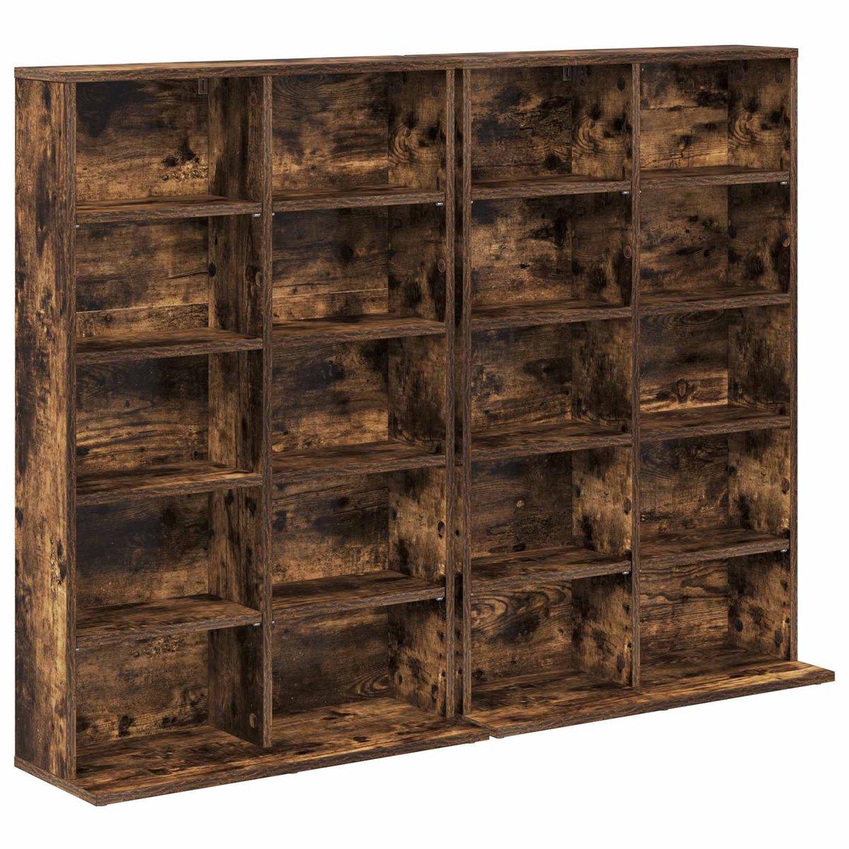 vidaXL - CD - Kast - 2 - st - Gerookt - eiken - 65 - x - 23,5 - x - 97,5 - cm - Bewerkt - hout