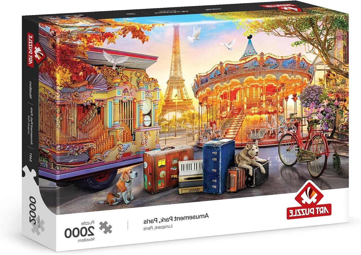 Puzzel Pretpark Parijs - Legpuzzel 2000 stukjes - Ontspannen Vrije Tijd - Gedetailleerd Prent - 96 x 68 cm - Meerkleurig