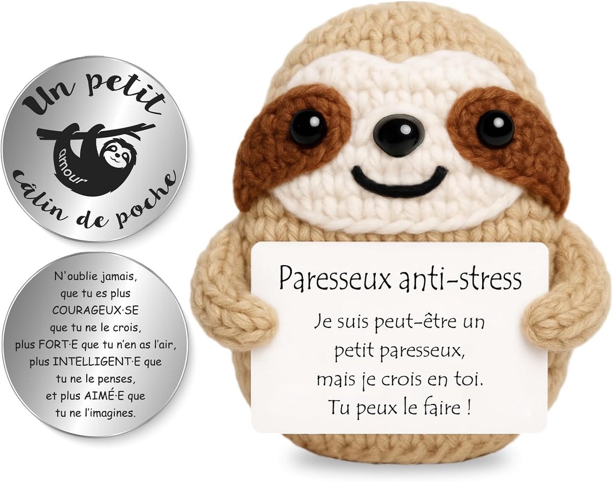 SnelShoppen - Tixlux Zakknuffel Anti-stressluiaard, Knuffel Geluksbrenger voor Ontspanning, Beterschap Cadeau, Positieve Decoratie voor Thuis, Geschik