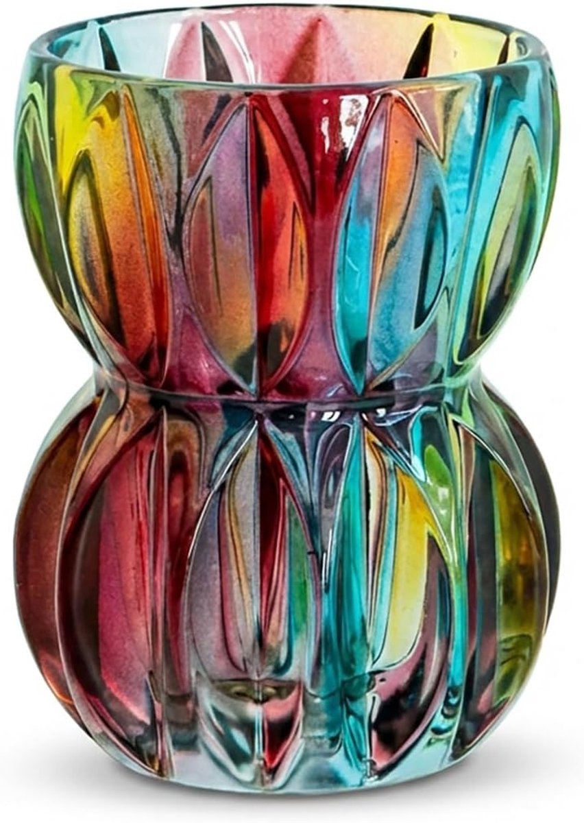 SnelShoppen - Kleurrijke Kristallen Vaasje 17,5cm Hoog - Uniek Textuur Vaasje voor Verse Bloemen en Hydroponische Planten, Moderne Decoratieve Centerp